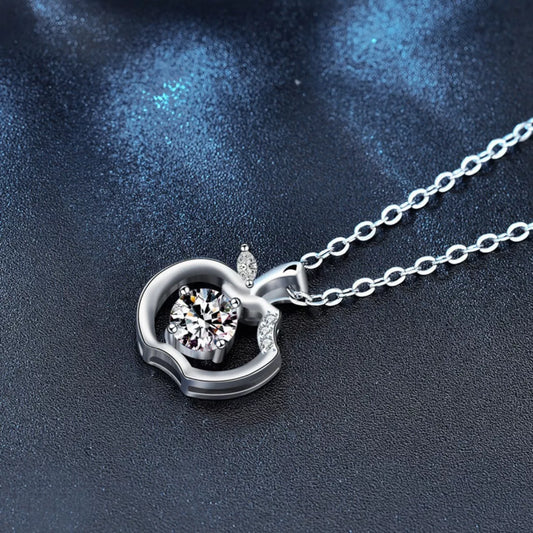 Moissanite 925 Sterling Silver Apple Pendant Necklace