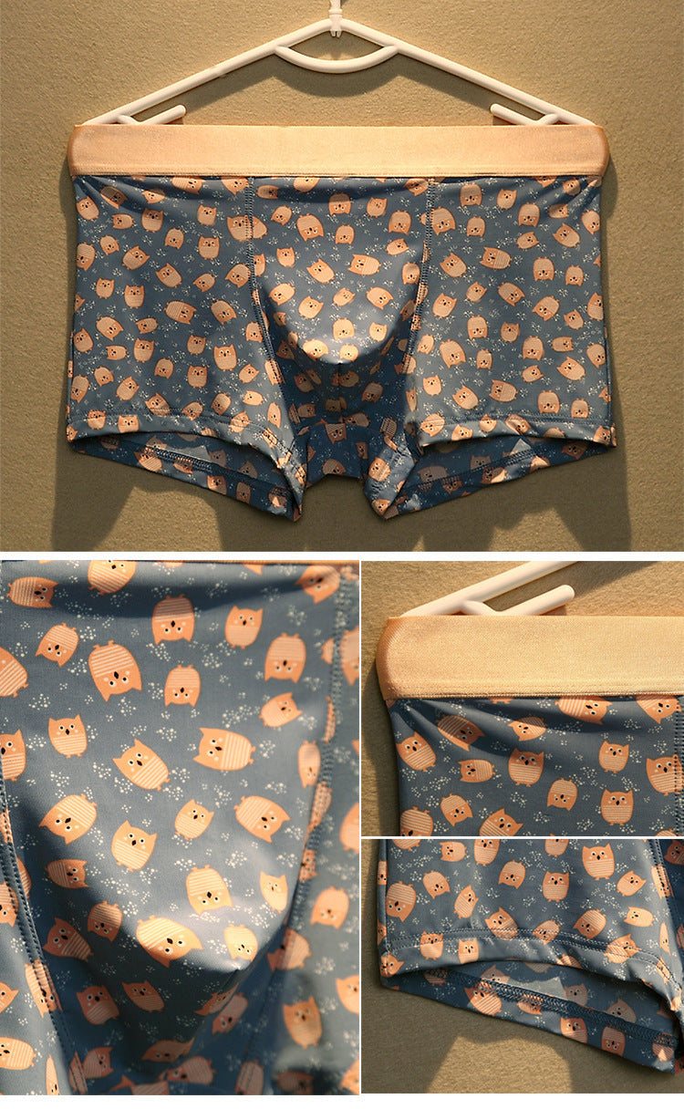 Youth Cartoon Printed Breathable Waist Boxer Shorts