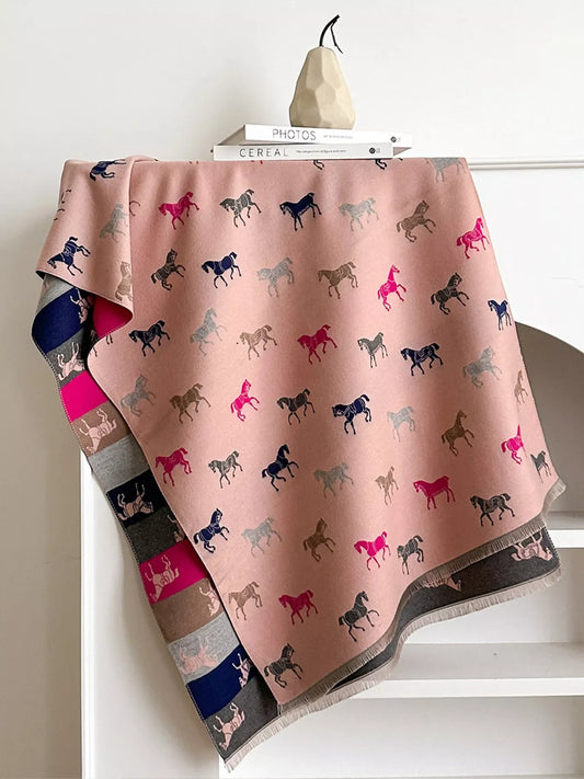 Horse Print Raw Hem Scarf