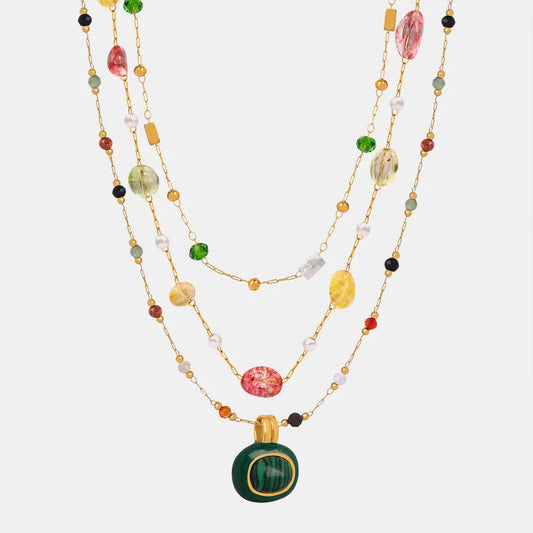 Titanium Steel Gold-plated Bead Necklace