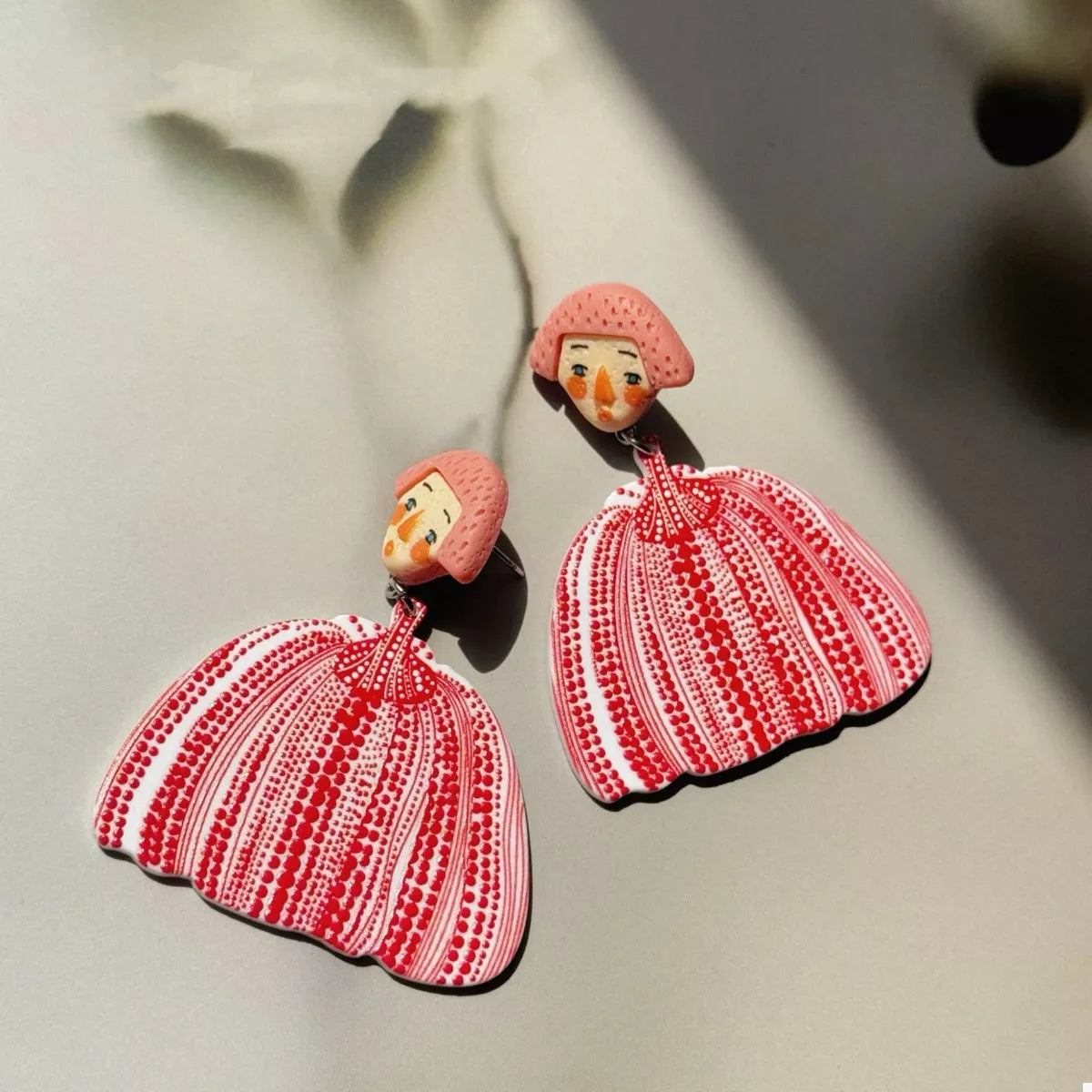 Whimsical Pumpkin Girl Dangle Earrings