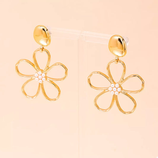 Alloy Flower Drop Earrings