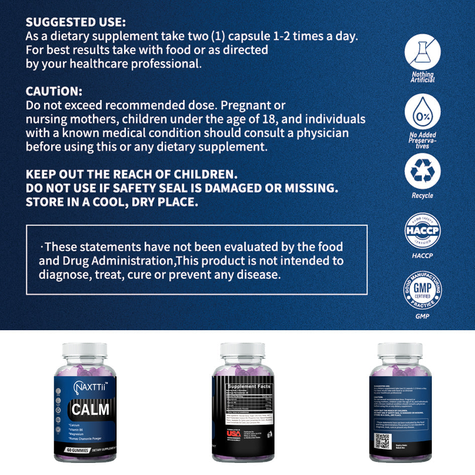 CALM Vitamin B6 Sleep Gummies A Blend Of Berries Vegan Plant-based Non GMO Gluten Free And Gelatin Free. Help You Fall Asleep Naturally