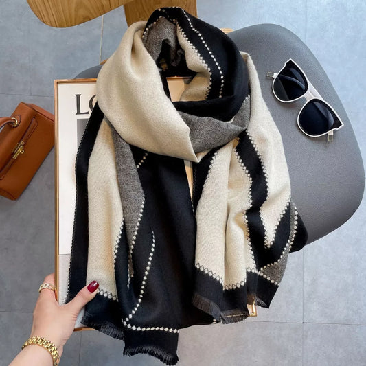 Raw Hem Contrast Scarf