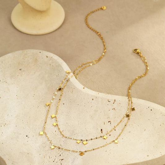 18K Gold-Plated Layered Star Charm Necklace