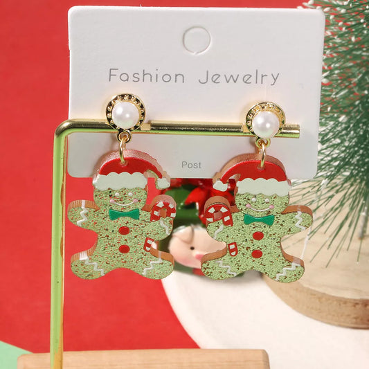 Christmas Gingerbread Man Dangle Earrings