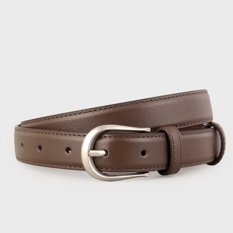 Classic Leather Belt with Silver Buckle