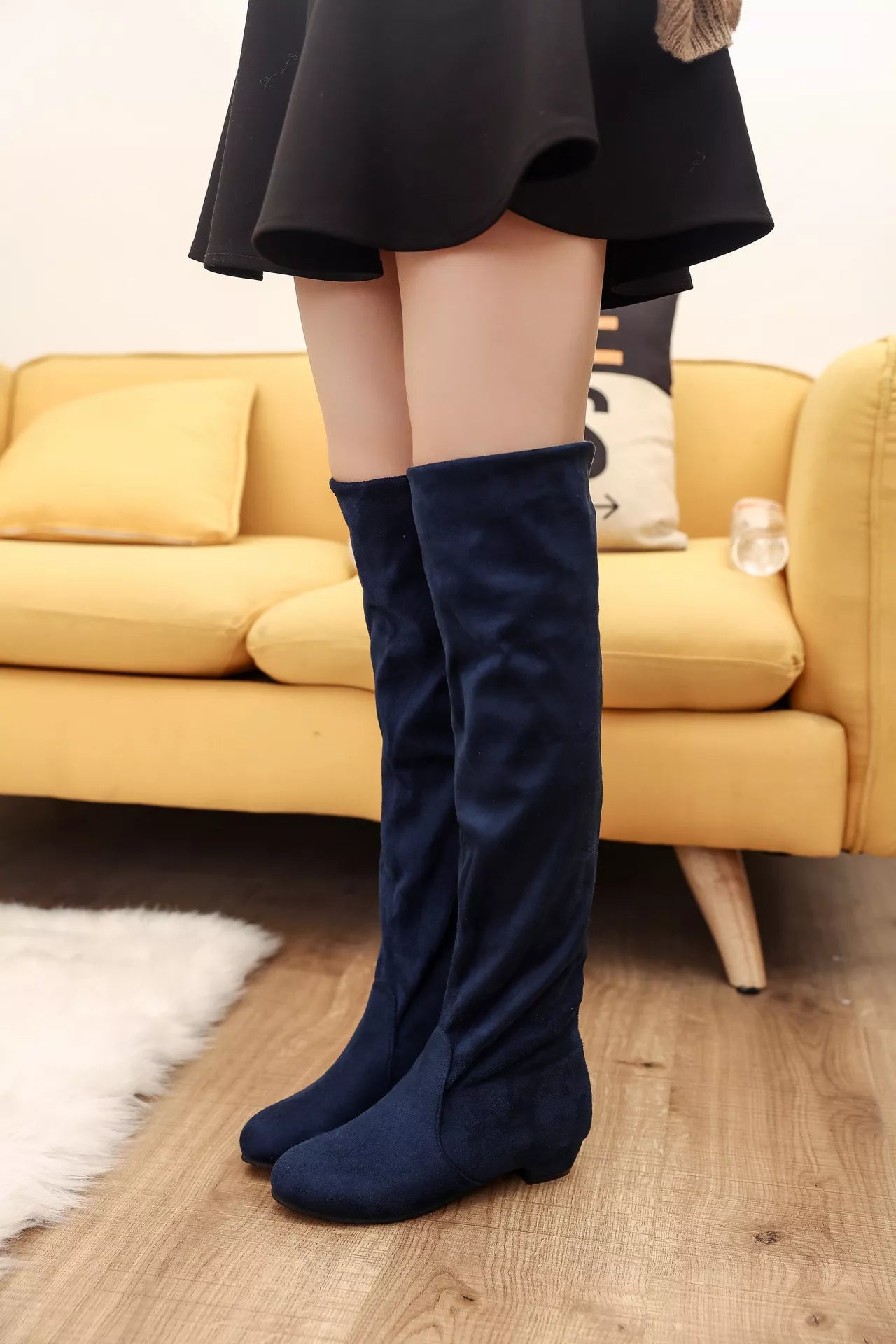 Round Toe Block Heels Boots