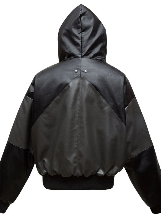 Men's Faux Fur Hooded Contrast Bomber Jacket
