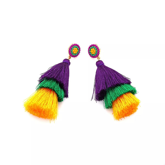 Layered Tassel Drop Earrings