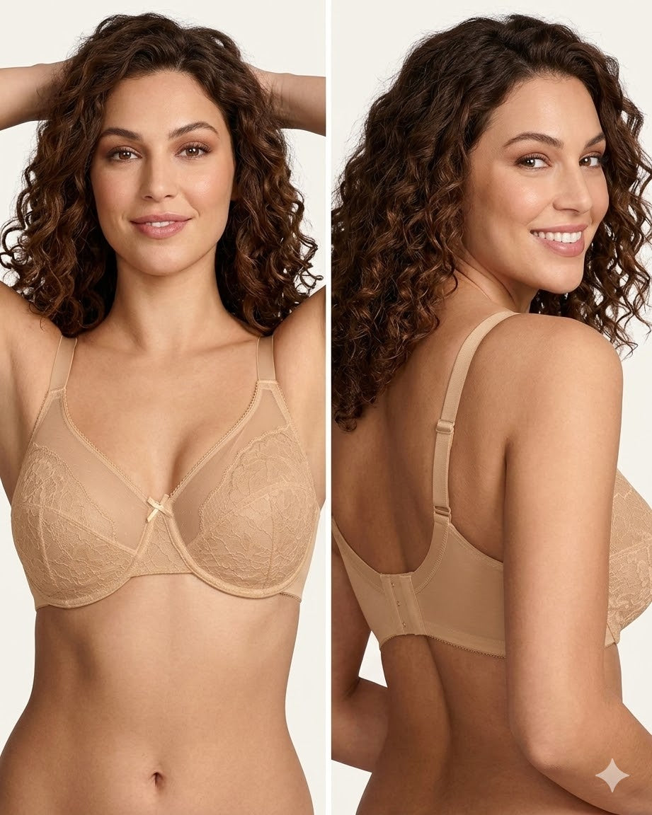 Minimizer Bras For Women Enchante Full Coverage Underwire Bras Plus Size Lifting Floral Lace Bra For Heavy Breast