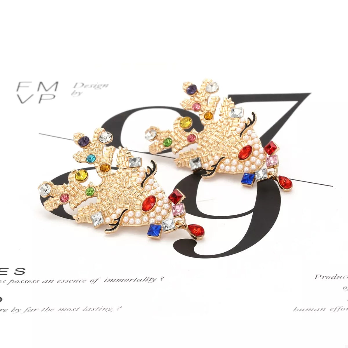 Christmas Reindeer Rhinestone Earrings