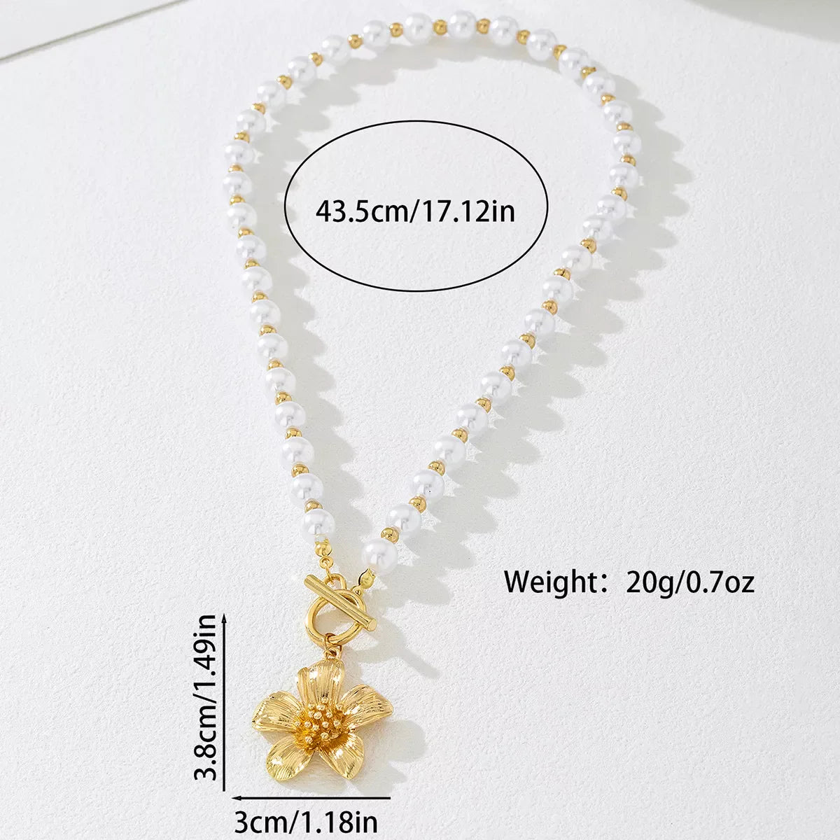 18K Gold-Plated Pearl Flower Pendant Necklace