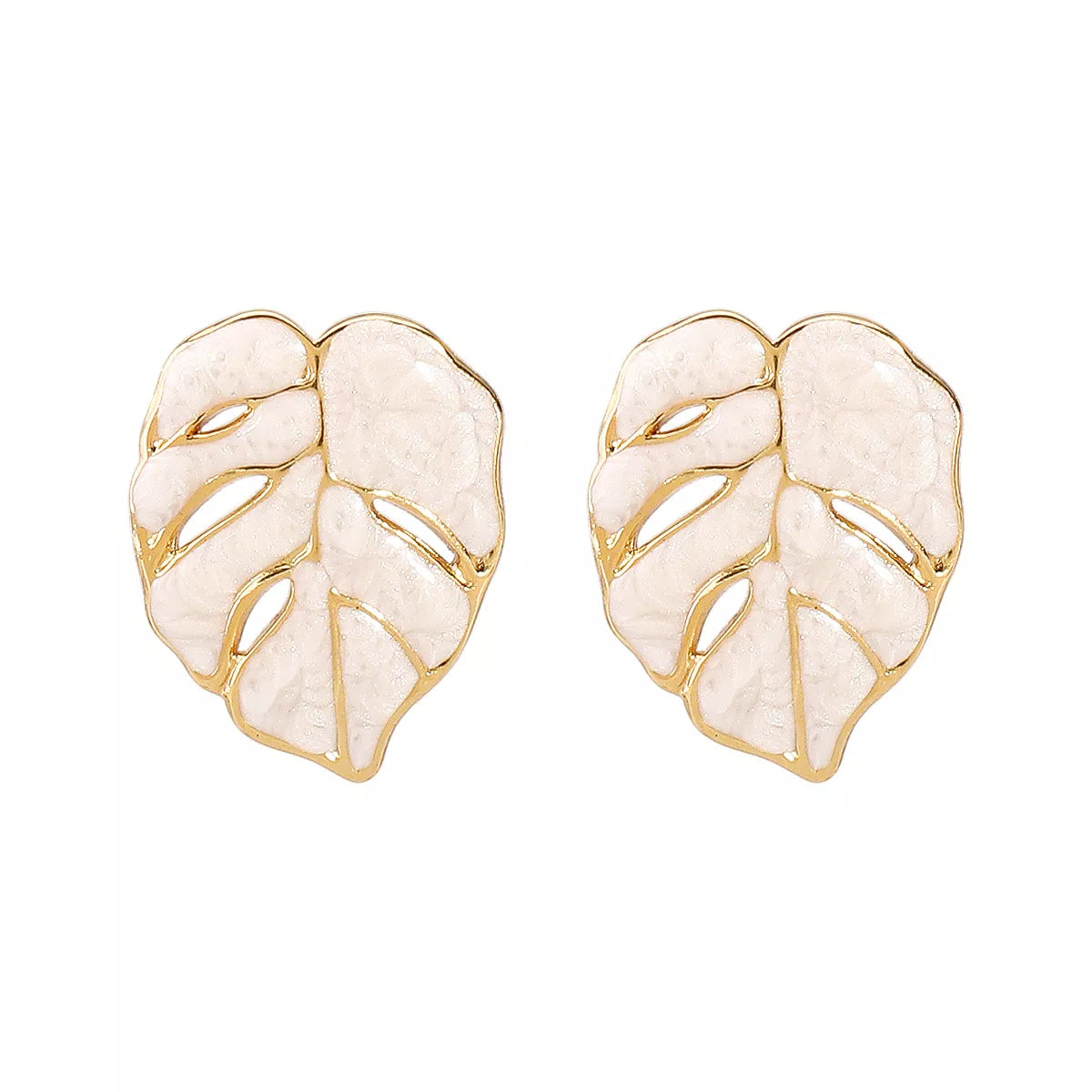 Stainless Steel Leaf Stud Earrings