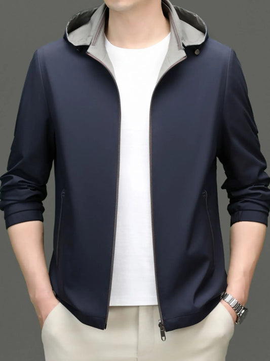 Men's Plus Size Zip Up Long Sleeve Hooded Jacket