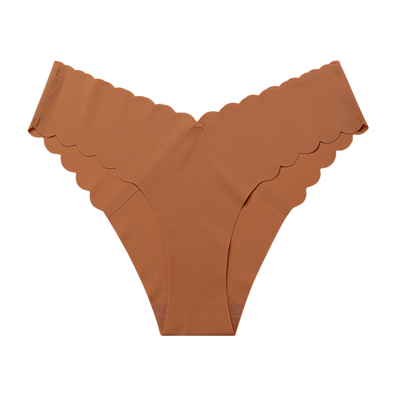 Wave Lace V-shaped Waist Seamless Ice Silk Girl Underwear