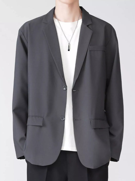 Men's Full Size Lapel Collar Button Up Blazer Plus Size