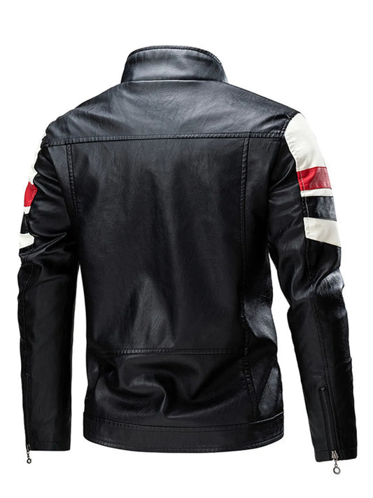 Men's Plus Size Contrast Zip Up Long Sleeve Jacket