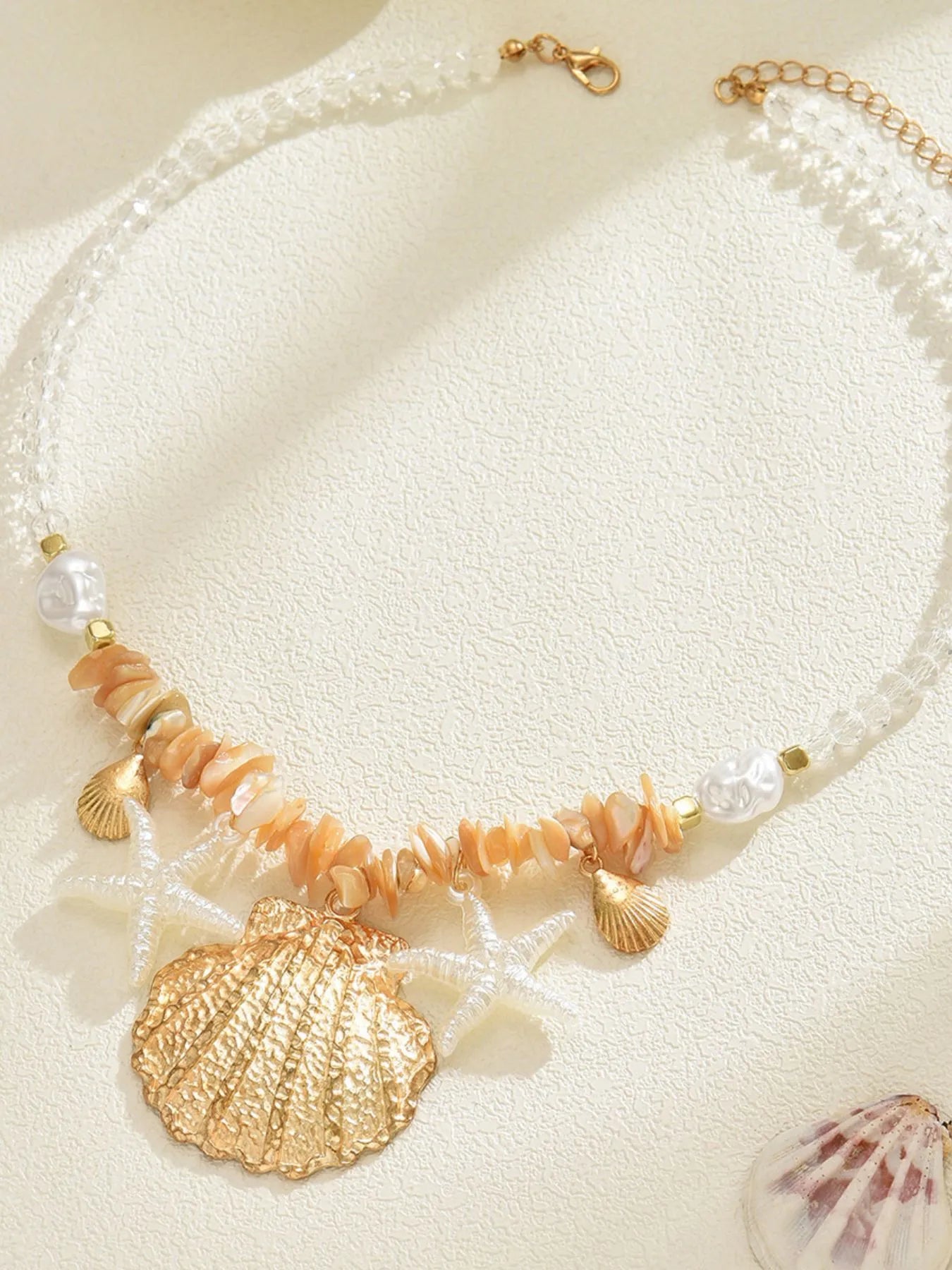 18K Gold-Plated Beach Shell Starfish Pendant Necklace