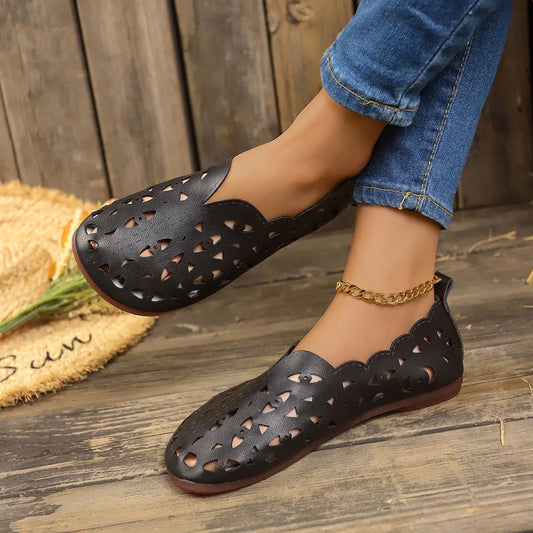 Hollow Out Breathable Casual Flat Slip-Ons