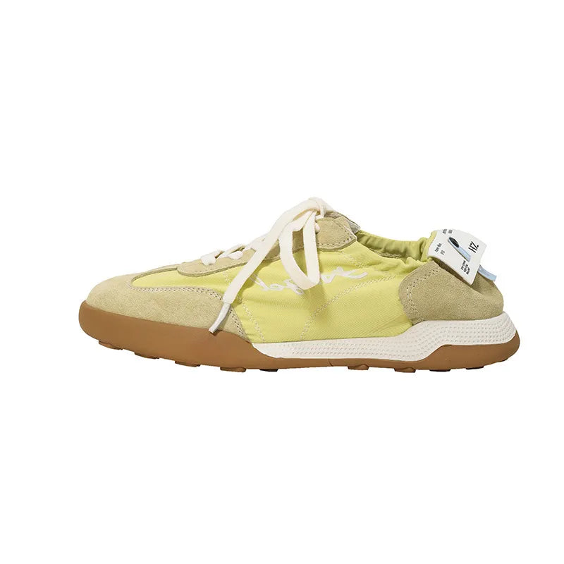 Lace Up Contrast Round Toe Flats Sneakers