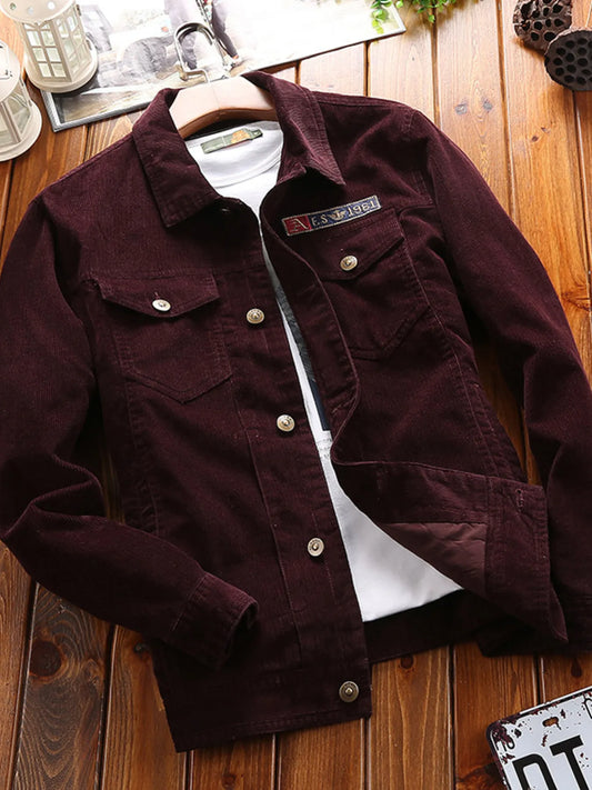 Men's Plus Size Button Up Long Sleeve Jacket