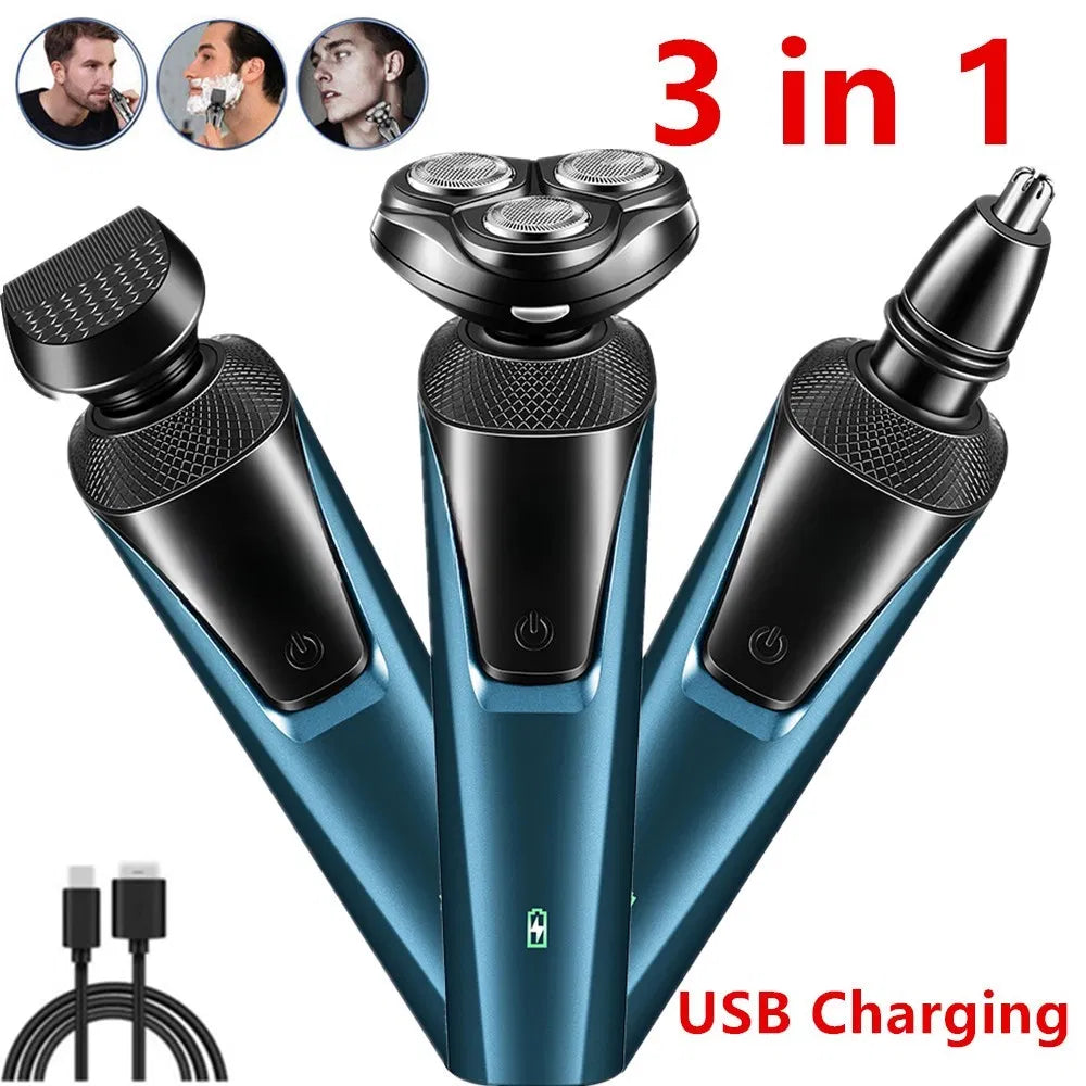 Electric Shaver Mens Razor Rotary Waterproof Pop-Up Trimmer Wet Dry Cordless