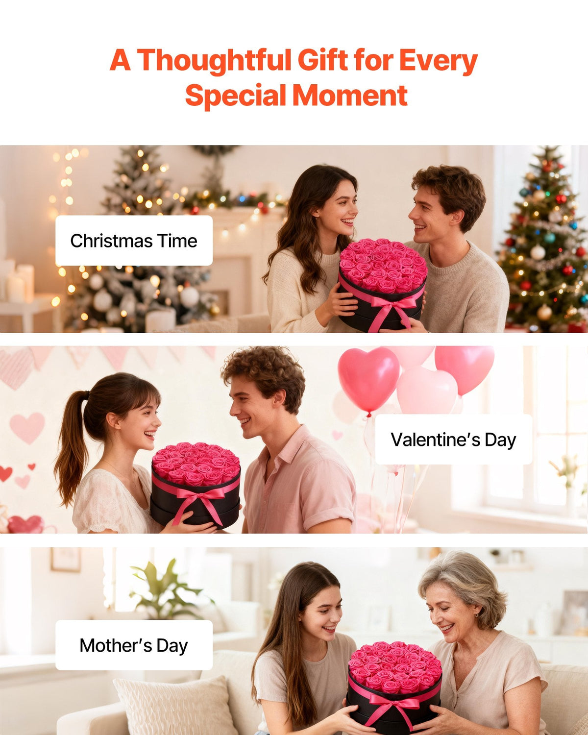 Forever Flowers, 27 Preserved Roses In A Box, Eternal Flowers Immortal Bouquet Birthday Present For Delivery Prime Women Her Wife Mothers, Anniversary, Valentine's Day,Christmas, Rose Red