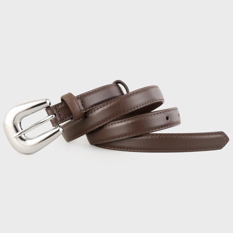 Leather Belt with Silver Buckle