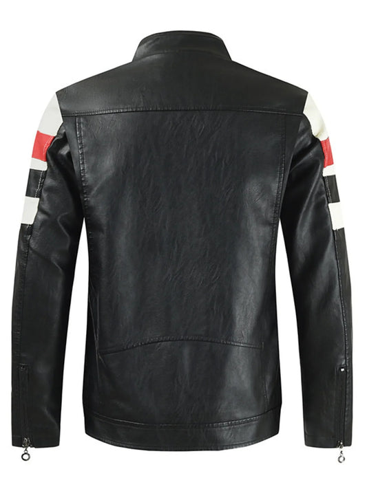 Men's Plus Size Contrast Zip Up Long Sleeve Jacket