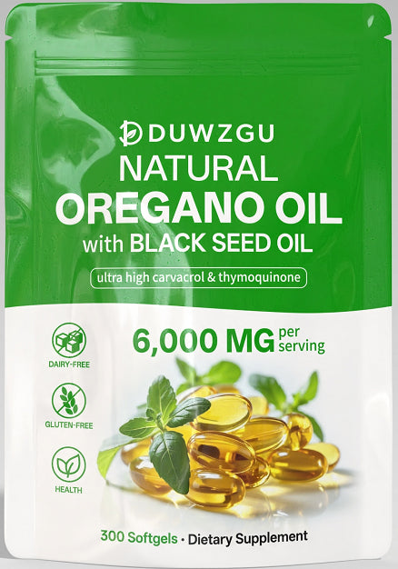 Oregano Oil Softgels With Black Seed Oil - 6000mg, High Carvacrol & Thymoquinone, Natural Immune Support Supplement, Dairy & Gluten Free
