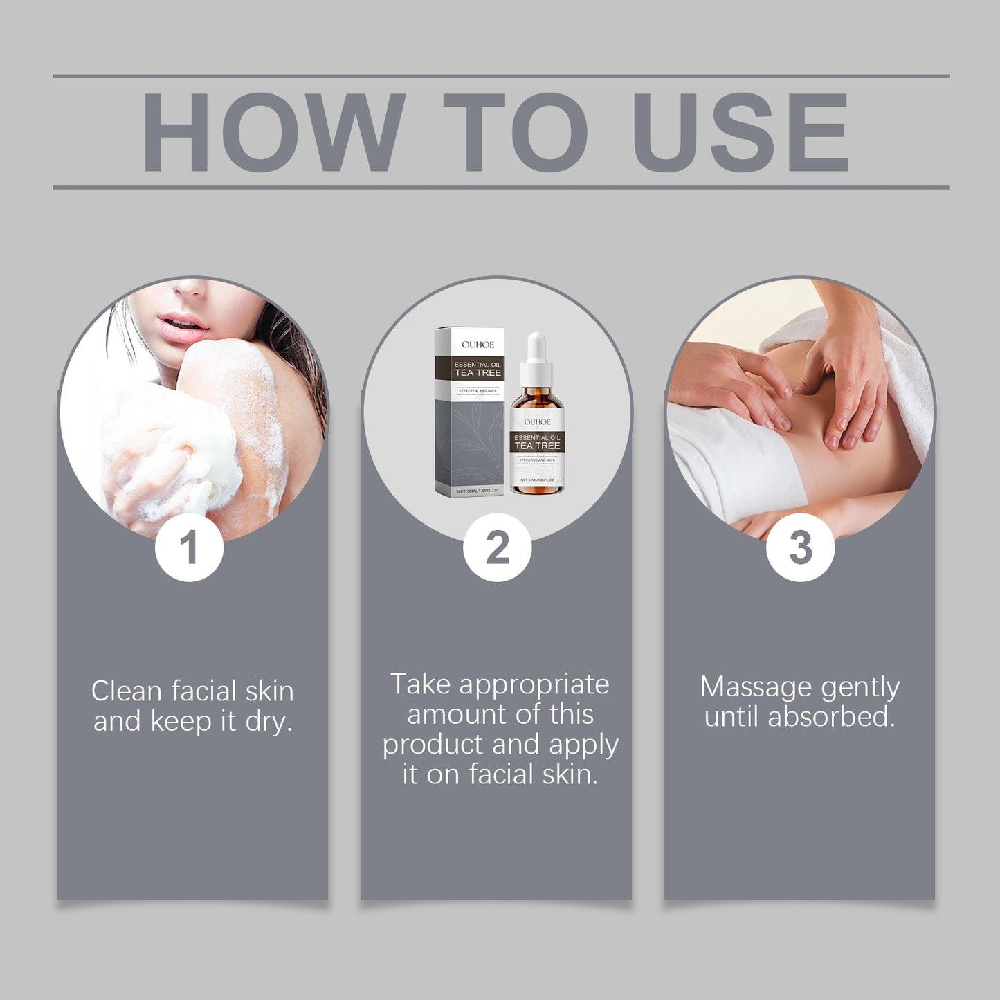 OUHOE Tea Tree Essential Oil, Body Care Plant Essential Oil Massage Oil Skin Care Moisturizing Moisturizing Soft Moist Shine