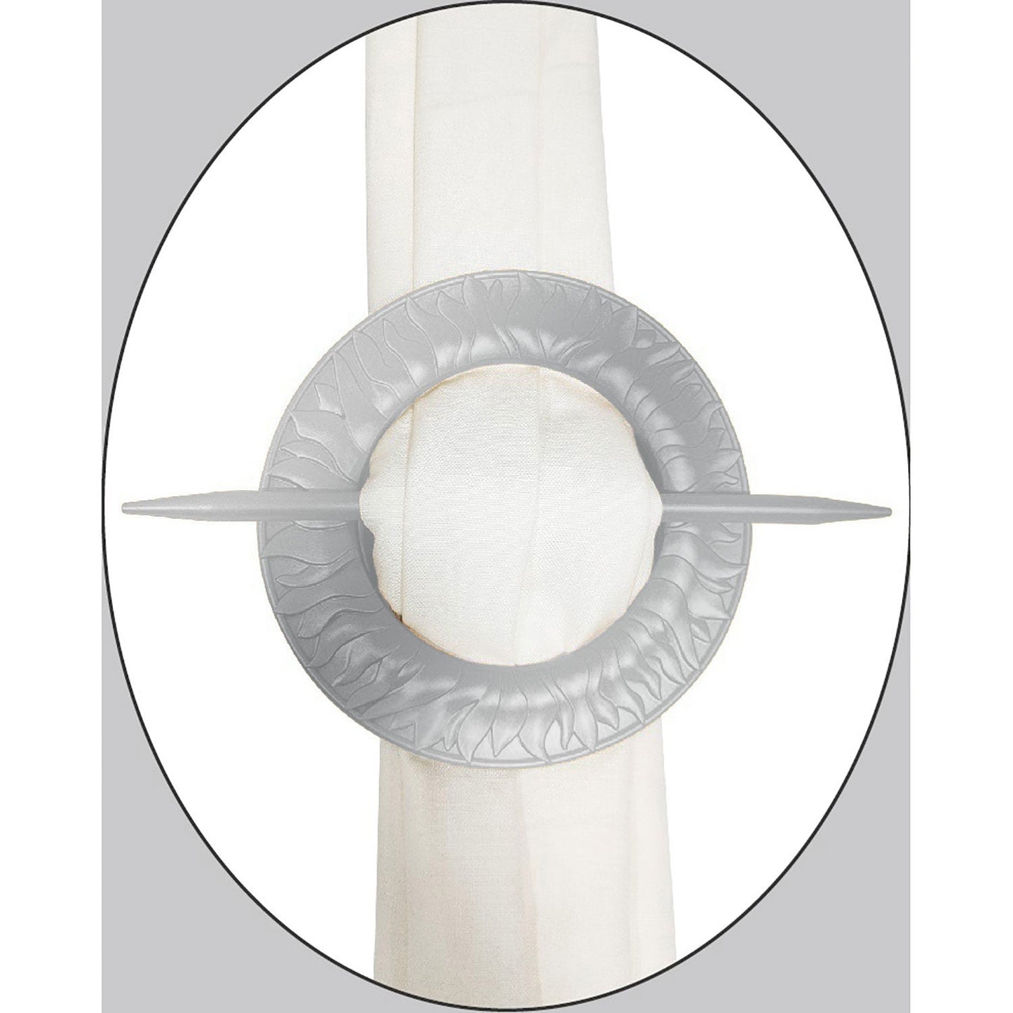 PREMIUS Sun Round Decorative One Pair Curtain Tie Back, Silver, 6.5x6.5 Inches