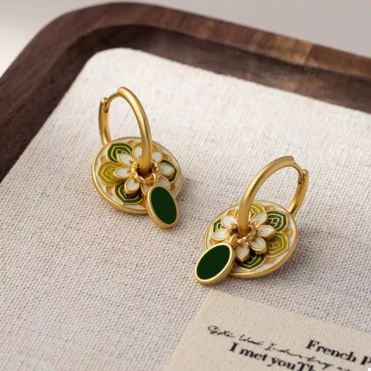 18K Gold-Plated Flower Hoop Earrings