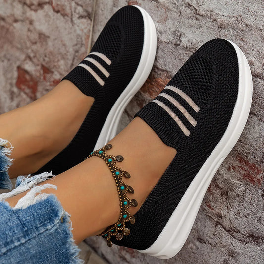 Mesh Round Toe Platform Slip-Ons