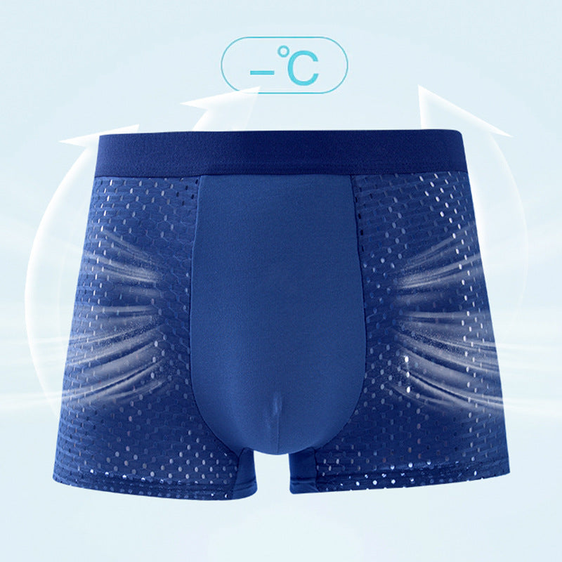 Men S Ice Silk Mesh Boxer Briefs  Breathable Ventilated Micro Mesh Underwear Lightweight Cooling Summer Trunks For Men