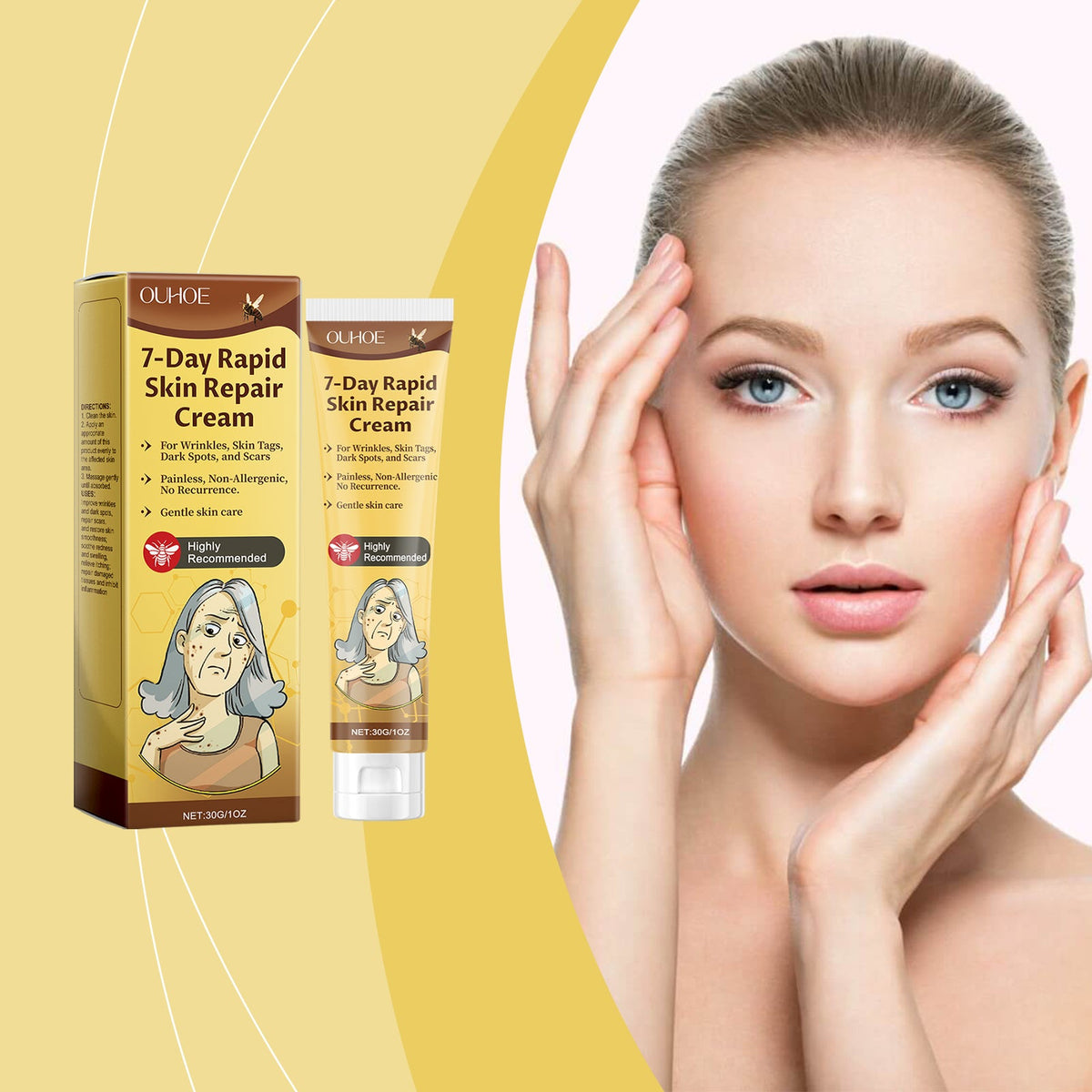 OUHOE Skin Care Cream, Facial Moisturizing And Hydrating Massage Cream For Spot And Fine Lines