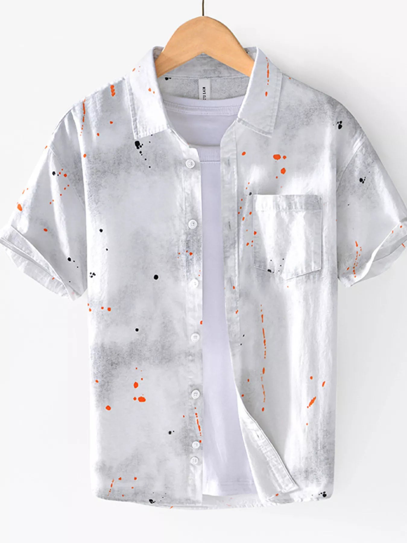 Men's Splatter Print Casual Short Sleeve Shirt