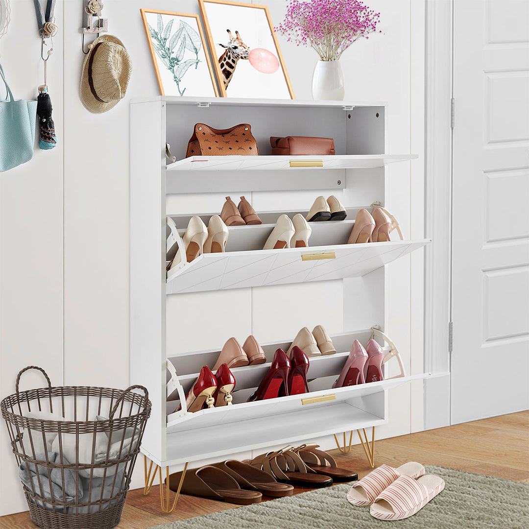 VEVOR Shoe Cabinet With 3 Flip Drawers, Shoe Storage Cabinet For Entryway, Free Standing Shoe Storage Organizer For Heels, Boots, Slippers In Hallway, Living Room