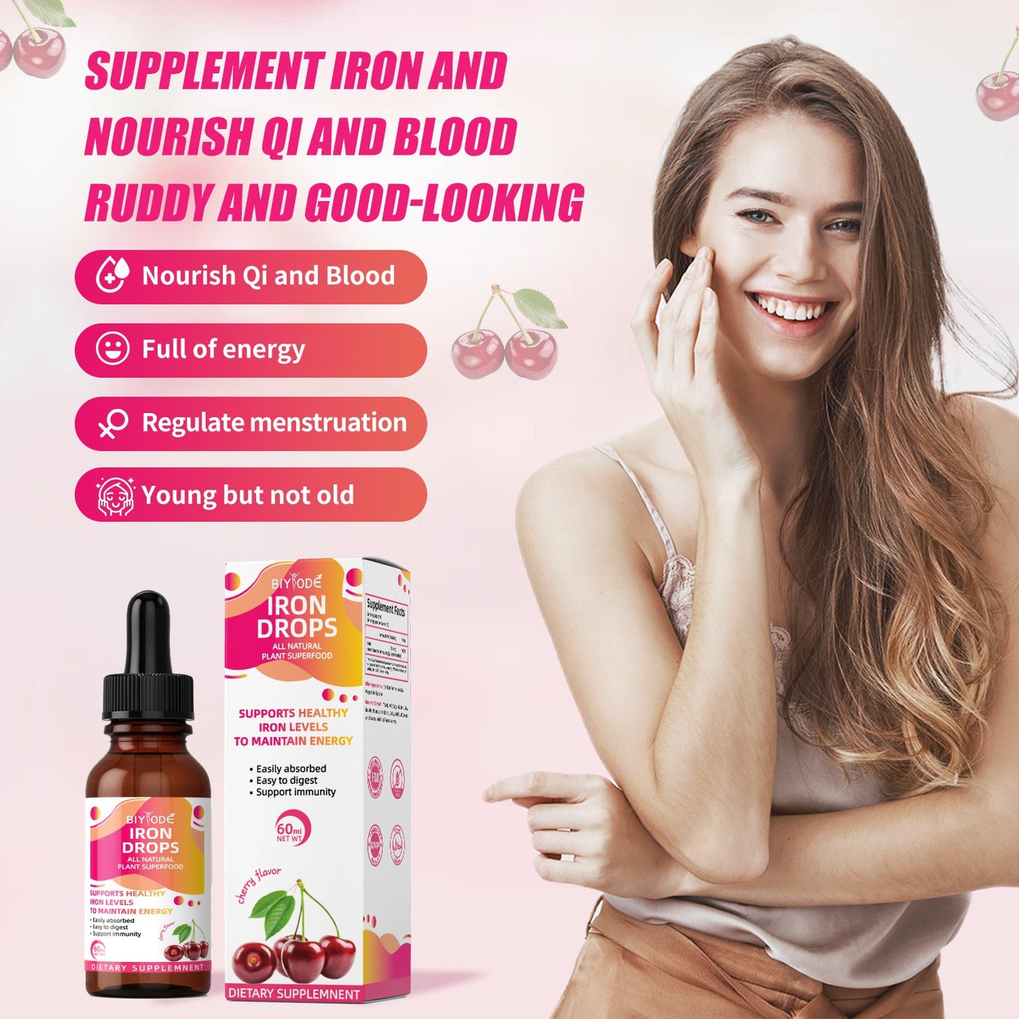 OEM ODM Custom Iron Healthcare Supplement Natural Iron Liquid Drop Enrich The Blood