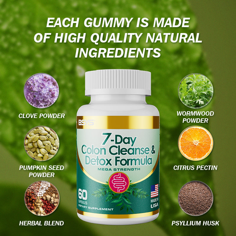 7 Day Colon Cleanse Detox Formula Capsules Digestive Support Supplement | 30 Capsules