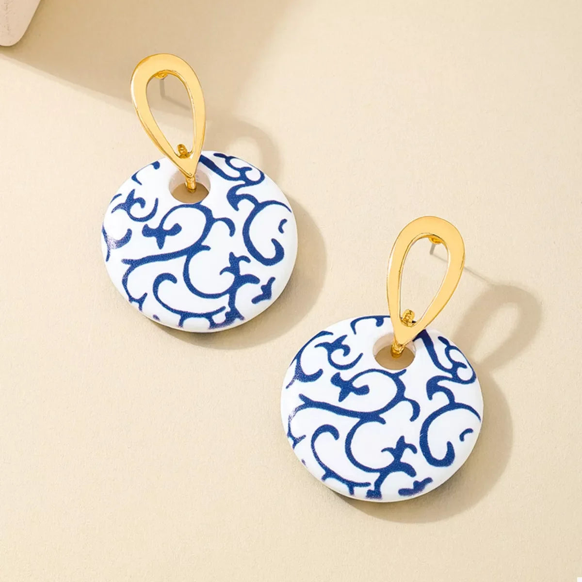 18K Gold-Plated Ceramics Dangle Earrings