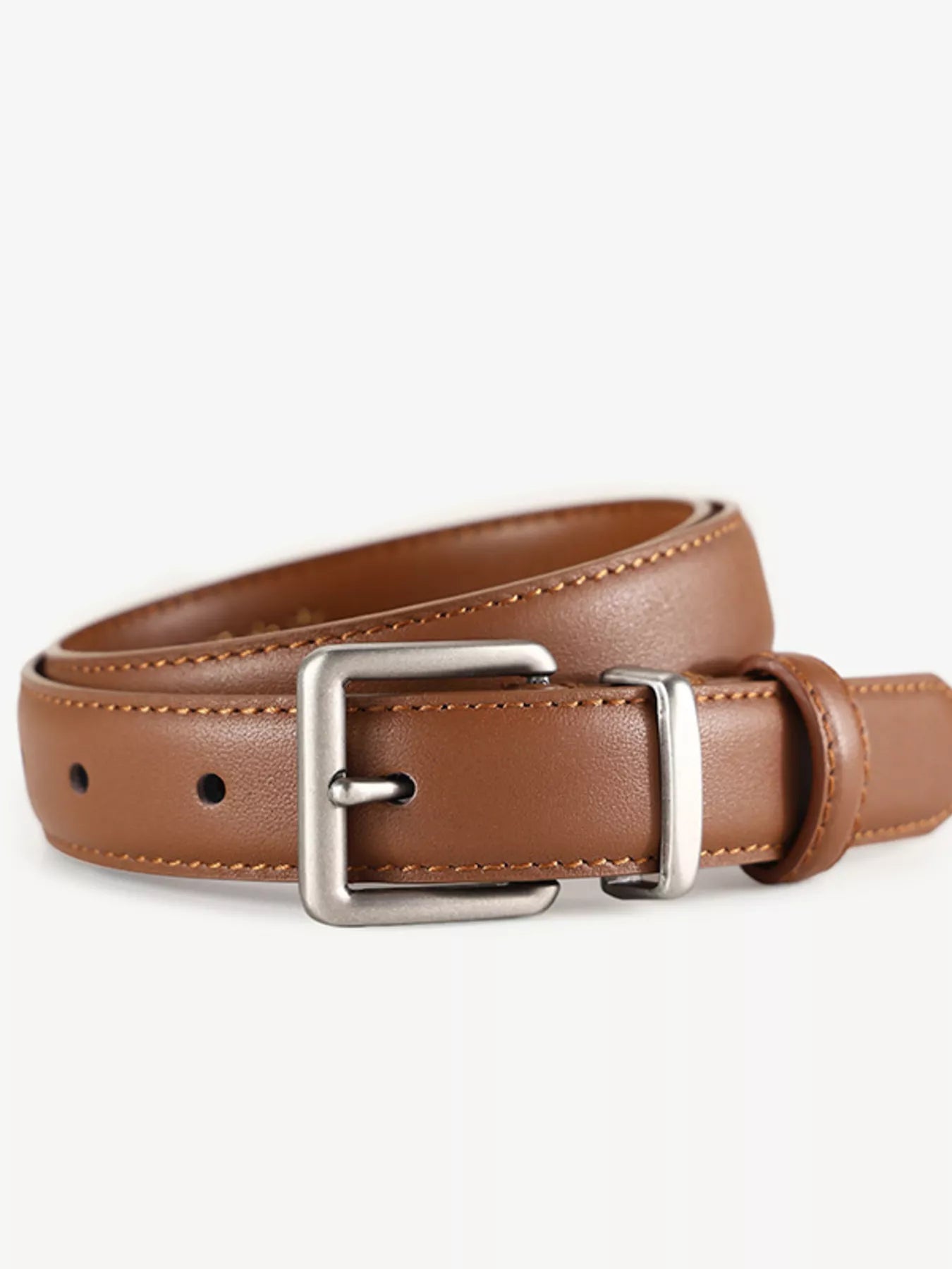 Classic Leather Belt with Square Buckle