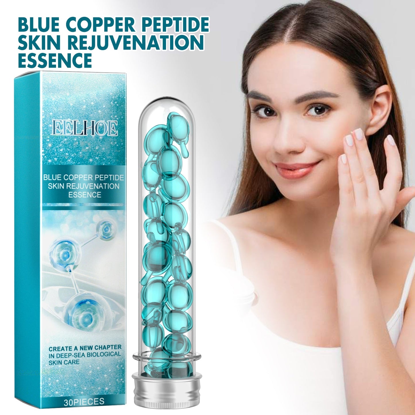 EELHOE Blue Copper Peptide Skin Rejuvenation Essence, Firming Skin Carry Bright Color Of Skin Refreshing Skin Facial Essence