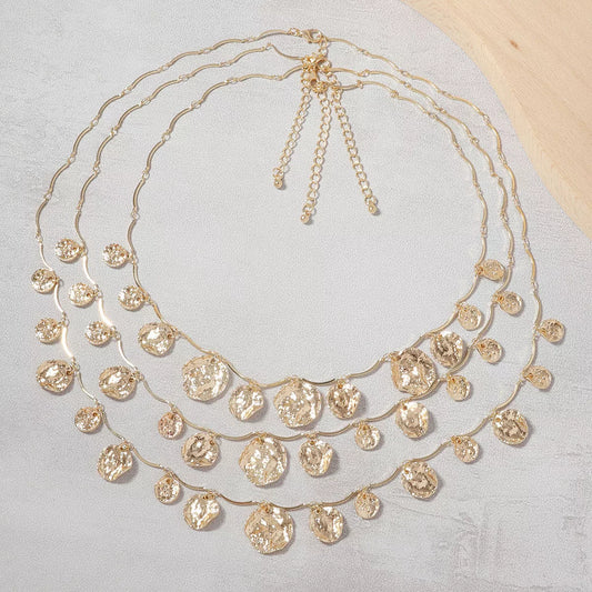 3-Piece 18K Gold-Plated Zinc Alloy Necklace