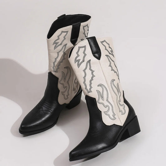 Point Toe Block Heels Boots