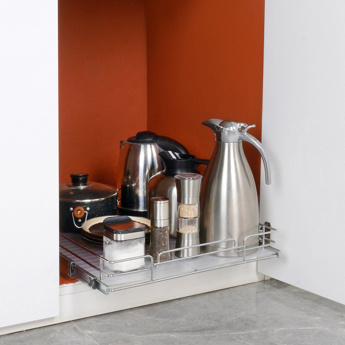 VEVOR Pull Out Cabinet Organizer, Heavy Duty Slide Out Pantry Shelves, Chrome-Plated Steel Roll Out Drawers, Sliding Drawer Storage For Home, Inside Kitchen Cabinet, Bathroom, Under Sink
