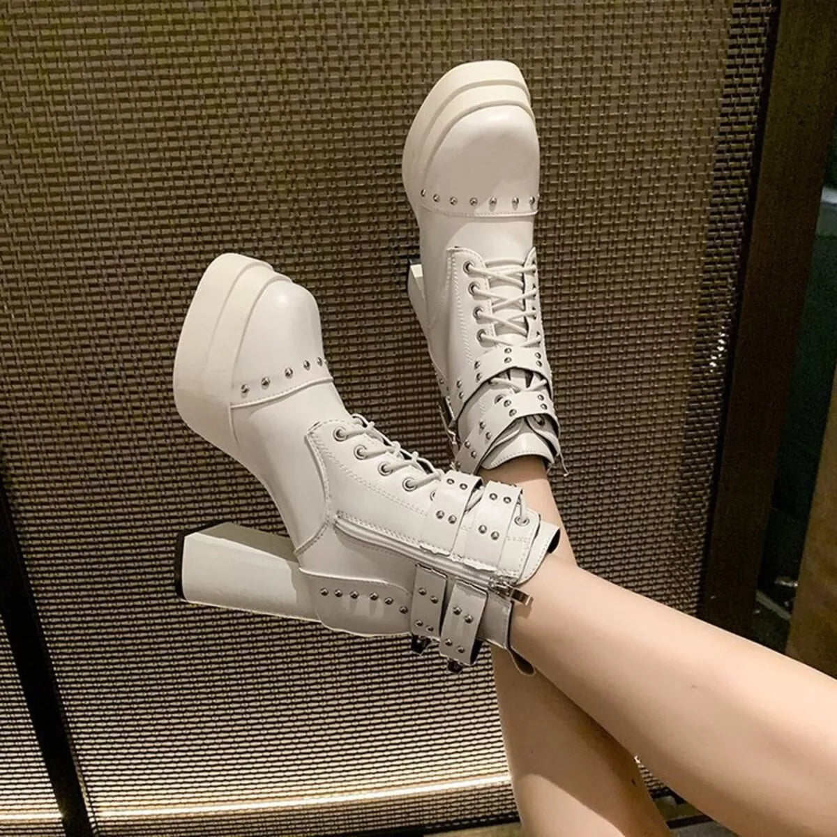 Round Toe Block Heels Boots