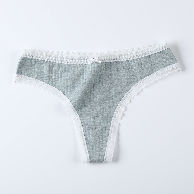 Silk T-shaped Women's Cotton Lace-trimmed T-shaped Panties