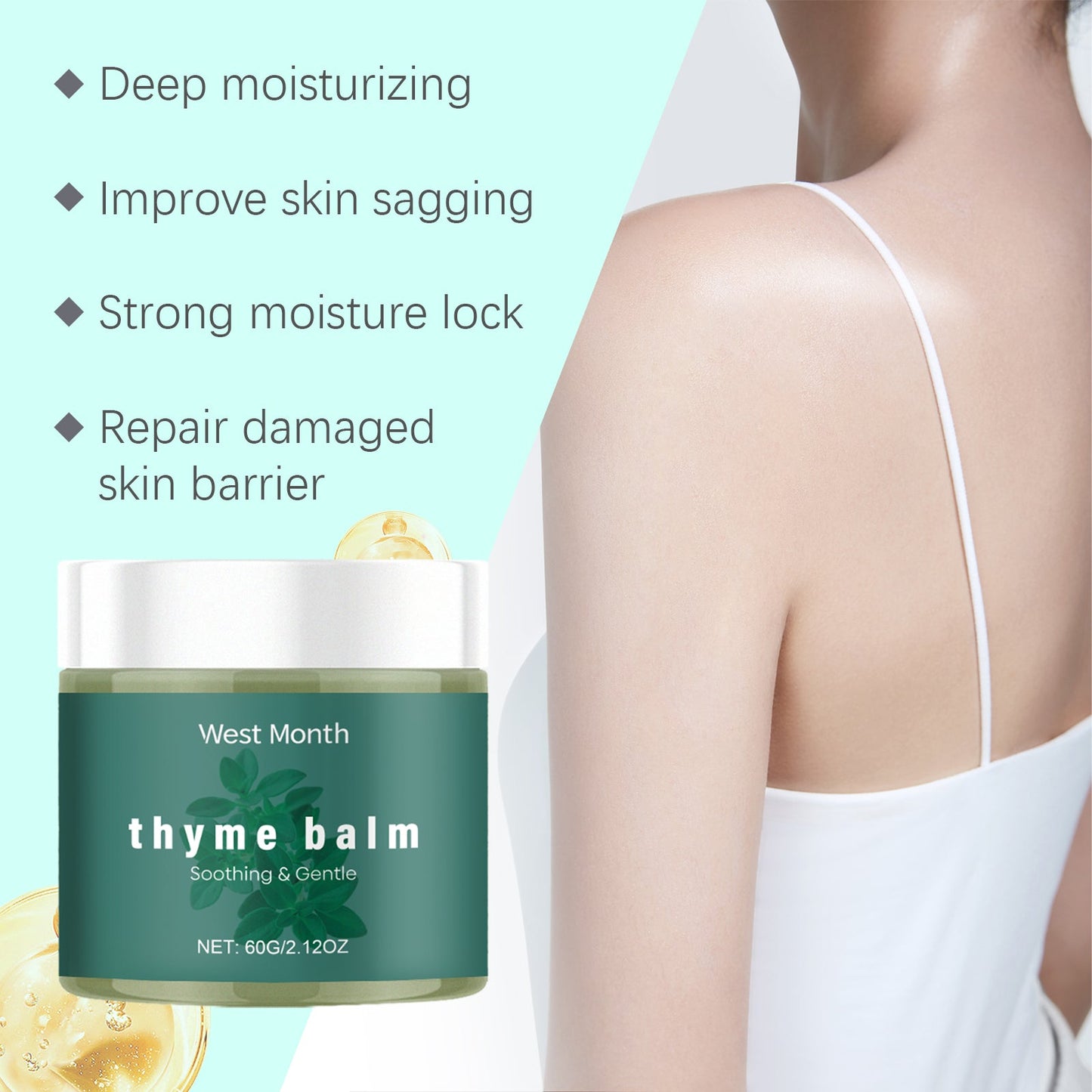 West&Month Body Thyme Cream Plant Essence Moisturizes And Moisturizes Skin Daily Body Care Cream